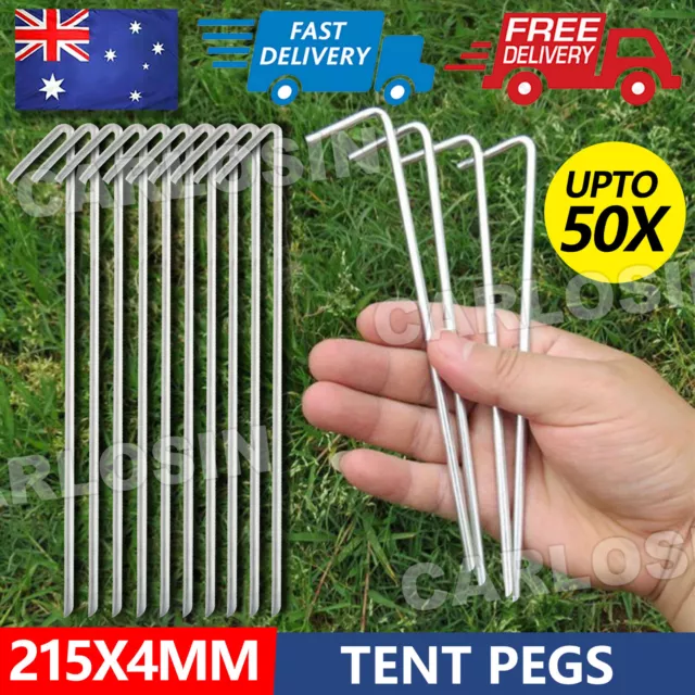 50Pcs Tent Pegs Heavy Duty Galvanised Steel Ground Camping Outdoor Nail AU