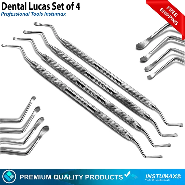 Periodontal Lucas Bone Curettes Set Of 4 Dental Surgical Dentist Surgery Tools