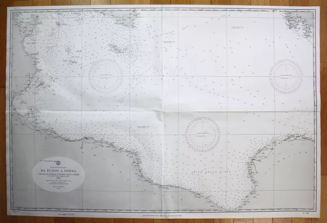 1934 Mare Da Tunisi a Derna Canale di Sicilia e Golfo Della Sirte Malta map