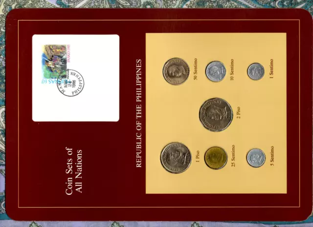 Coin Sets of All Nations Philippines w/card UNC 1983 but 25 Sentimo 1984