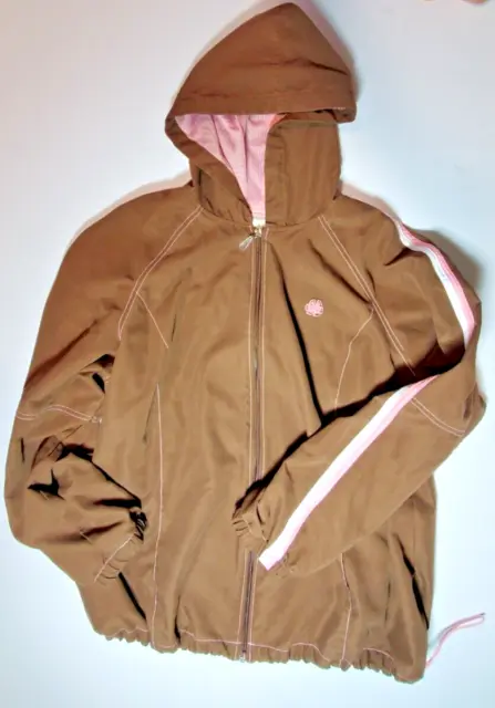 Green Tea~Chocolate Brown & Pink, Mesh Lined, Hooded, Front Zip Jacket~ Size 2X