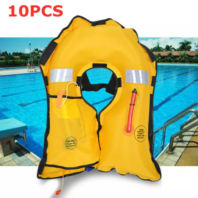 10PC Adjustable Adult Life Jacket Fishing Vest Reflective Aid Sailing Boat Kayak