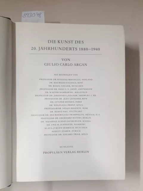 Propyläen  Kunstgeschichte in achtzehn Bänden, Band 12 : Die Kunst des 20. Jahrh