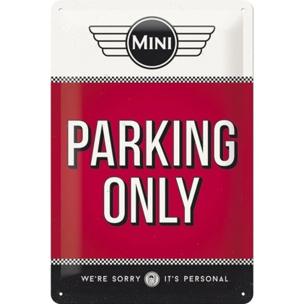 Letrero de Metal Mini Cooper Estacionamiento Sólo, Nostalgia Signo 30CM, Nuevo,
