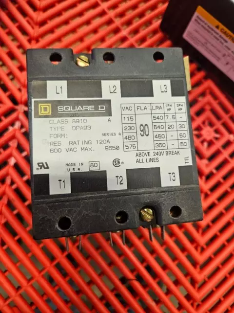Square D 8910 DPA93 Definitive Zweck Schütz 3 Pol 120A, 110-120V AC Spule