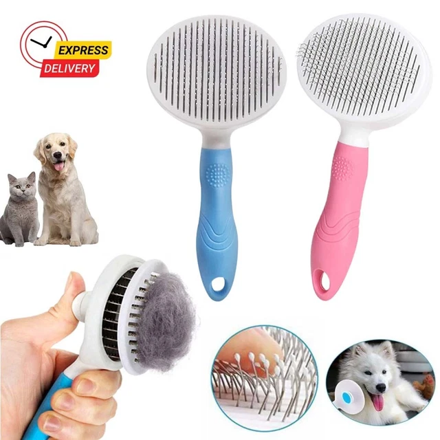 1-2x Dog Cat Pet Grooming Brush Self Cleaning Slicker Brush Massage Hair Comb