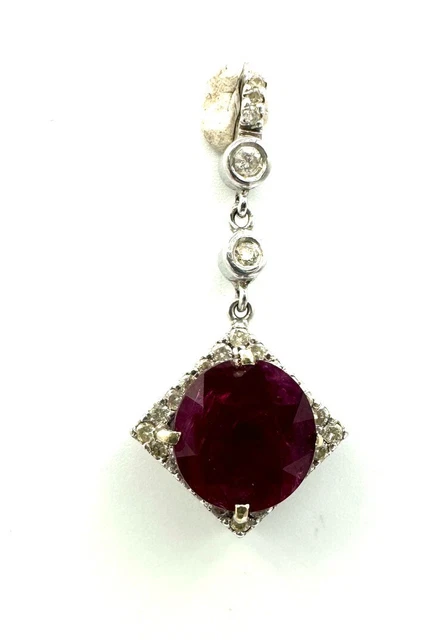 Pendentif Ancien En Or 18 Carats Avec Rubis Et Diamants - 4.85 G - Occasion