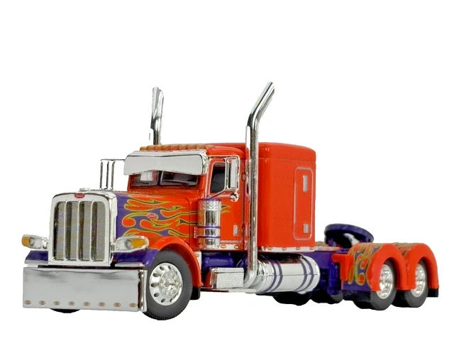 1/64 DCP Peterbilt 389 Verde Lime Con Dormiente Tetto Medio E Coda Di Balena, Diecast Metal