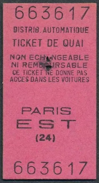 FRANCE railway platform ticket Paris Est (24) CH2195