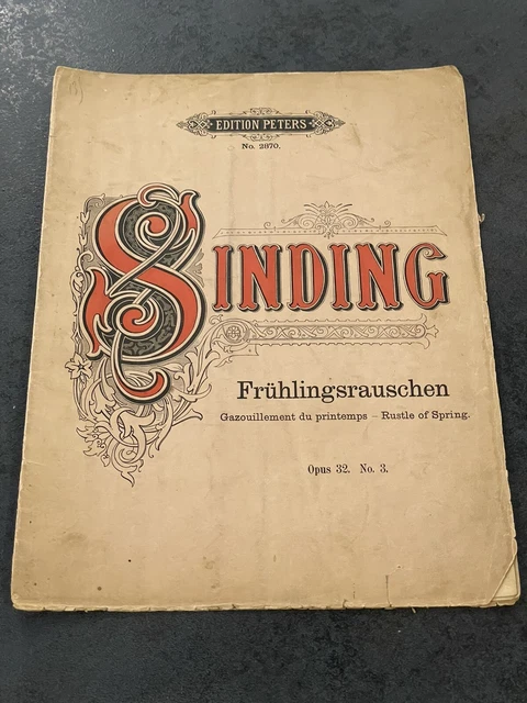 Livre Livret Partition Musique ancien Sinding Fruhlingsrauschen Op 32 N. 3