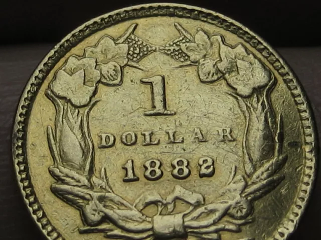 1882 $1 Gold Indian Princess One Dollar Coin- VF Details