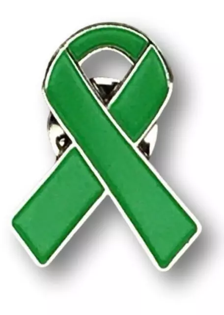 Mental Health Awareness Quality Enamel Ribbon Pin With Clutch Clasp Green