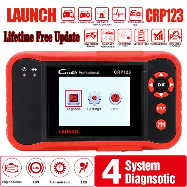 LAUNCH X431 CRP123 Car Diagnostic Tool OBD2 Scanner ABS SRS Engine Transmission