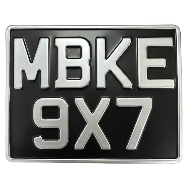 Motorcycle Number Plate 9X7 Classic, Vintage, Metal Pressed Registration Plate