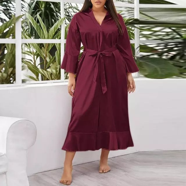 Plus Size Womens Sexy Satin Silk Lingerie Robe Ladies Dressing Gown Night Dress 3