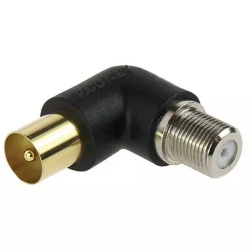 PUDNEY P3508 Right Angle Coaxial Plug to F Socket Adapter [P3508]