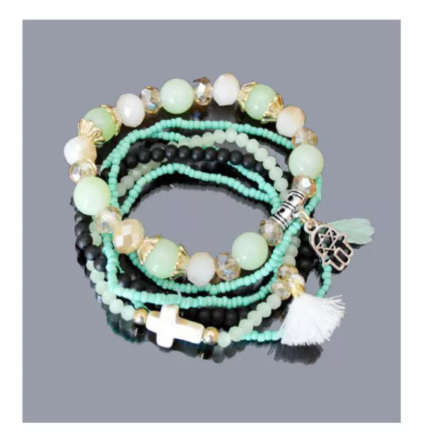 Set 6 Bracelet Elastischer-Armband Ibiza Brésilien Bohémien Perles Extensible