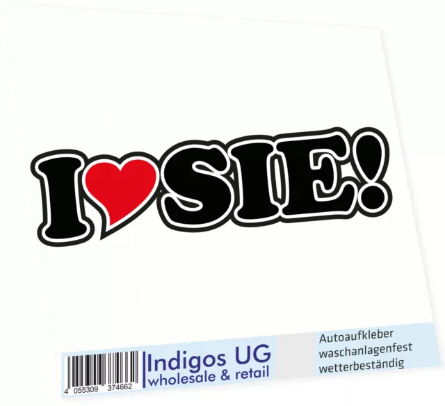 Autoaufkleber - Aufkleber - Sticker Auto mit Herz - 15 cm I LOVE SIE!