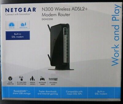 NETGEAR DGN2200 N300 Wireless ADSL2+ Modem Router wifi usb +Accesori COME NUOVO