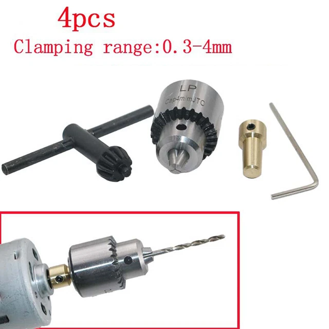 1 Set Mini Drill Chuck Micro 0.3-4mm Taper Mounted Drill Chuck and Wrench