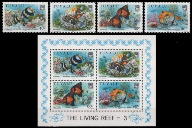 Tuvalu 1989 - Mi-Nr. 545-548 & Block 40 ** - MNH - Fische / Fish