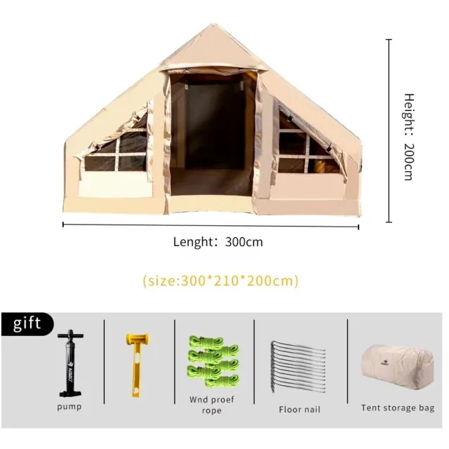 Tienda de campaña inflable al aire libre Aisunss familia 3-4 personas fácil de instalar glamping 2