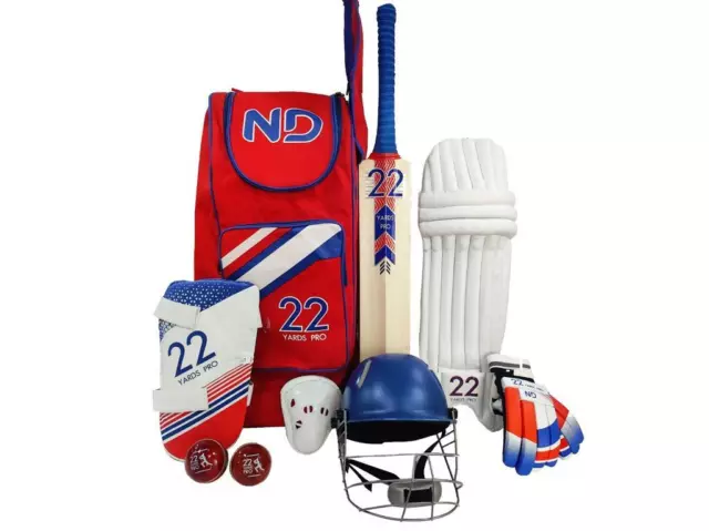 2023 Cricket Kit 11pc Set Bat Ball Pad Leg Guard Glove BAT Boys Youths Mens