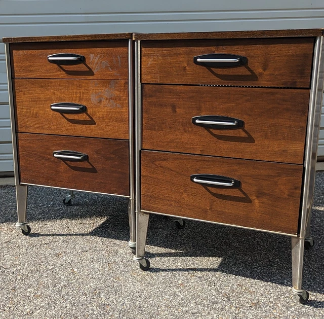 (2) Raymond Loewy for Hill-Rom rolling Nightstands / Chests - FREE SHIPPING! (2) Raymond Loewy for Hill-Rom rolling Nightstands / Chests - FREE SHIPPING!