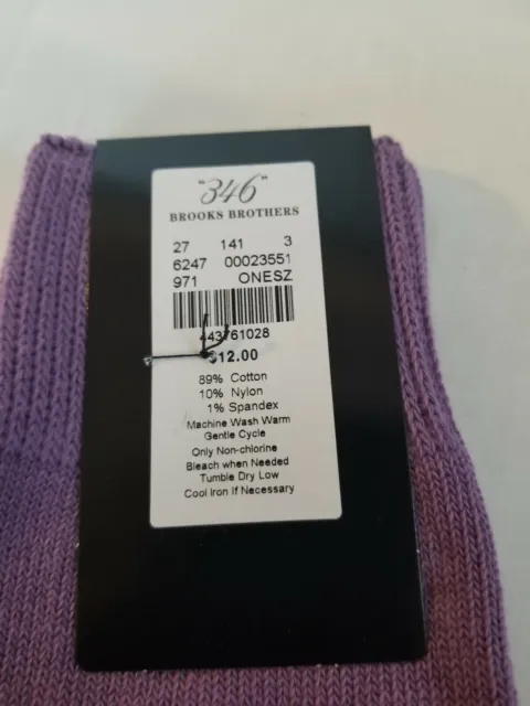 346 chaussettes à carreaux violets pour hommes Brooks Brothers flambant neuves avec étiquettes 6 paires en paquet. 3