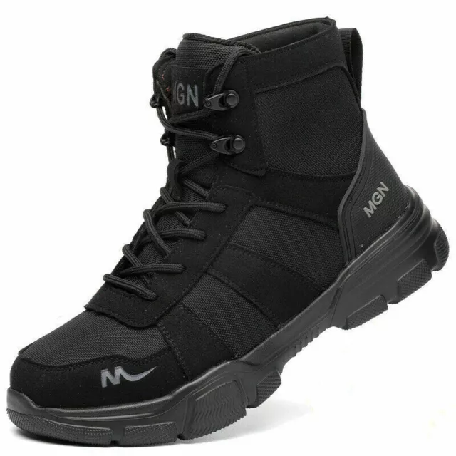 Mens Indestructible Shoes Steel Toe High Top Work Boots Safety Shoes