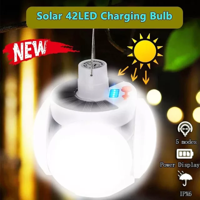 USA Solar LED Torch USB Rechargeable Night Light Outdoor Camping Lamp Emergency