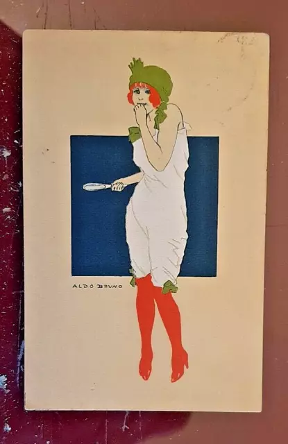 cartolina illustratore a.bruno posta militare 24 divisione f.piccolo 1916