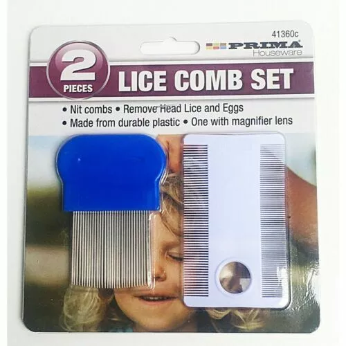 2pc Metal Plastic Nit Hair Comb Set Magnifier Remove Head Lice Eggs Effectively