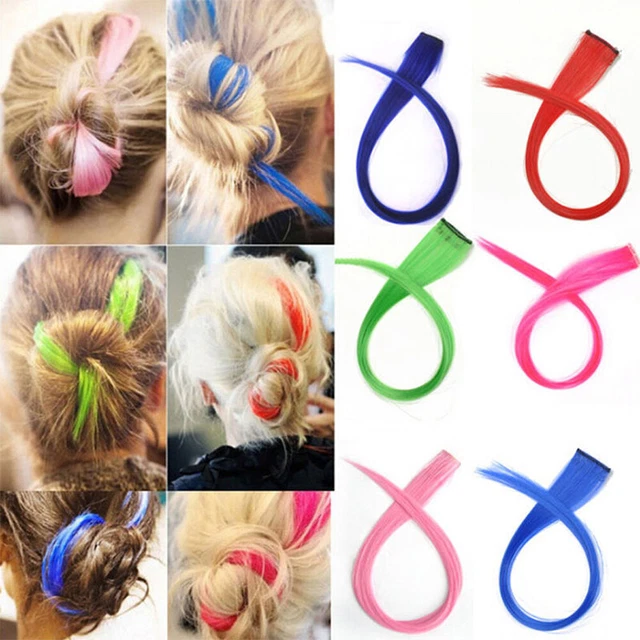 Long Straight DIY Synthetic Cosplay Clip In Hair Extensions one piece Hairpiece