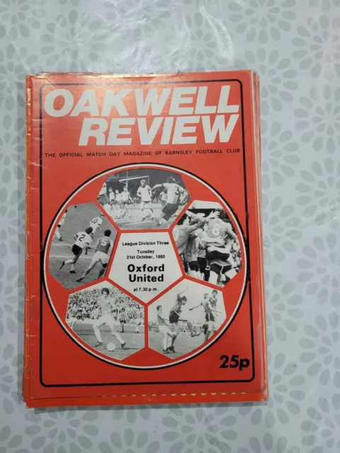 Football Programme>BARNSLEY v OXFORD UNITED Oct 1980