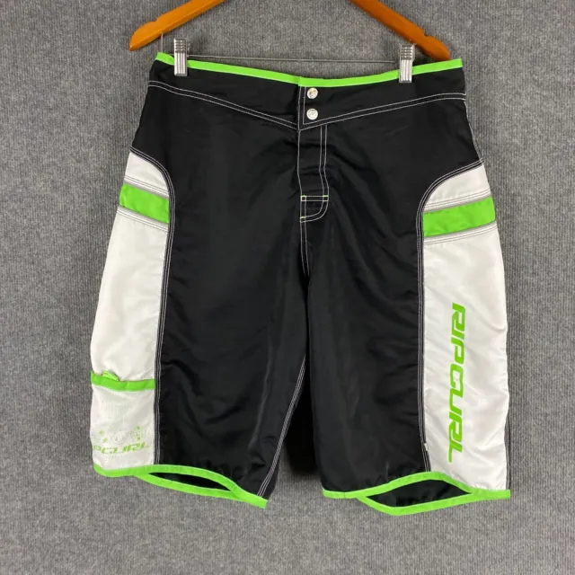 Rip Curl Shorts Mens 34 Green Black Boardshorts Board Surf Vintage Y2K 2000s