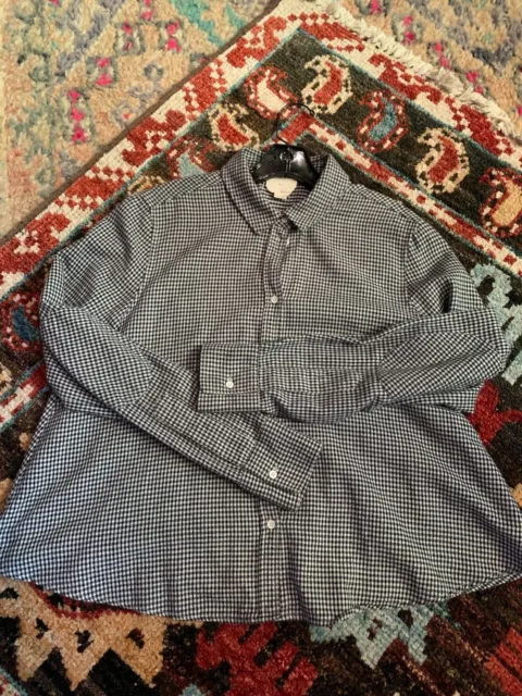 Boy  Cropped swing style black gingham flannel shirt Sz 4