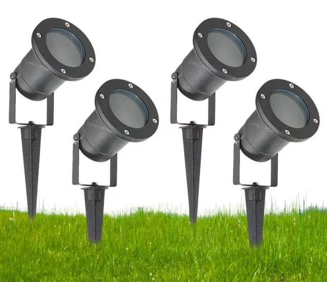 GU10 Outdoor Garden Spike Ground Mount Or Watt Light IP65 Matt Black Pack Of 4