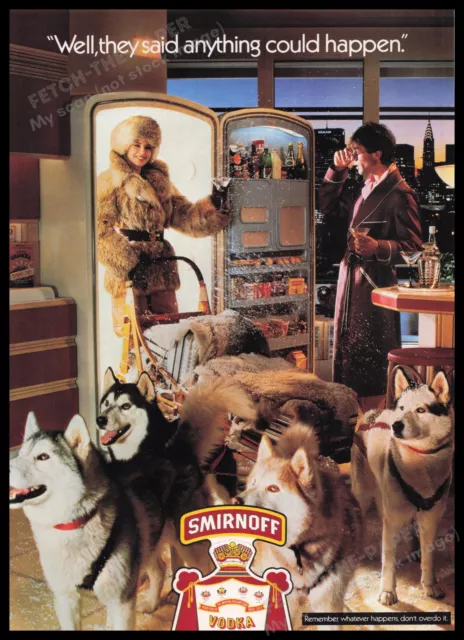 Smirnoff Vodka 1980s Print Advertisement Ad 1982 Alaskan Malamute Dog