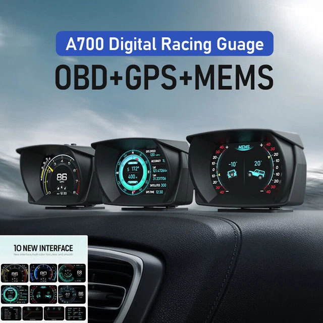 3.5" HUD OBD+GPS Incline LCD Meter Speed Voltage Instrument Water Temperature