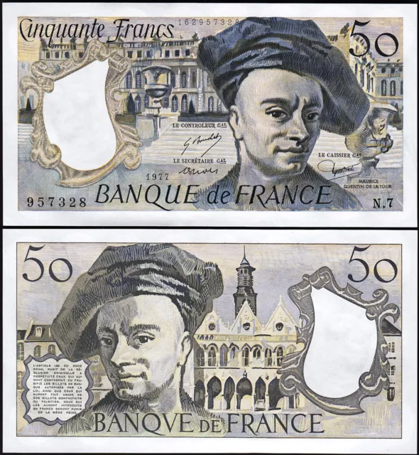 France 50 Francs 1977, aUNC / UNC, P-152a, Maurice Quentin de La Tour