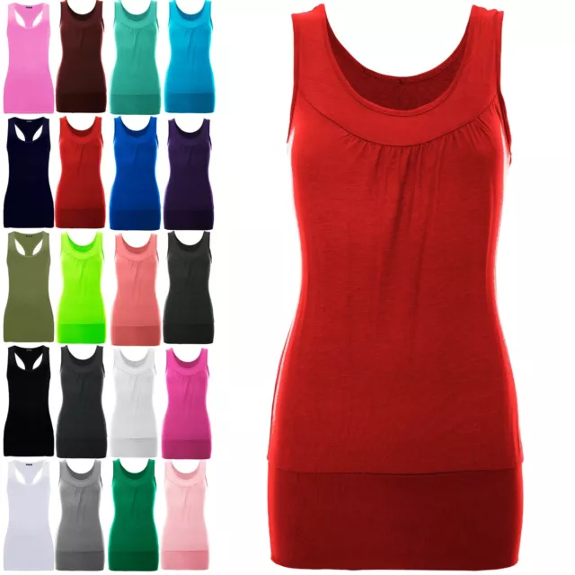 Ladies Sleeveless Ruched Vest Stretch Womens Gather Neck Ruched Long T Shirt Top