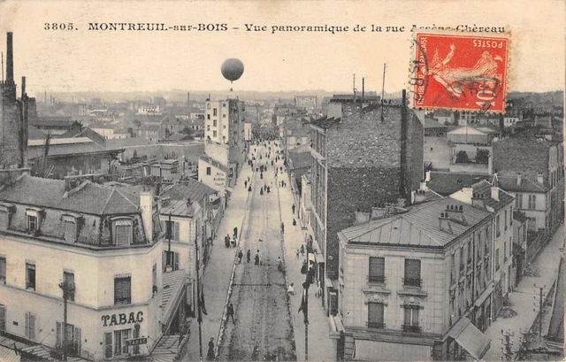 Cpa 93 Montreuil Sous Bois / Vue Panoramique Rue Arsene Chereau / Montgolfiere
