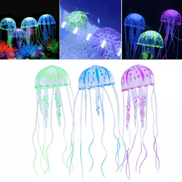 Floating Jelly Fish Glowing Effect Aquarium Tank Ornament Decoration Fish Decor
