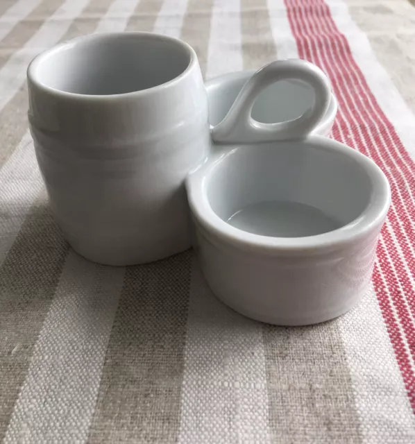 Porzellan Menagerie weiß alt Salz Pfeffer Senf Topf Henkel Vintage Teelicht