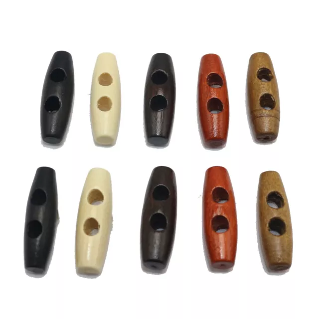 50pcs Wood Buttons 2 Holes Sweater Coats Buttons Sewing Horn Toggle Buttons 30mm