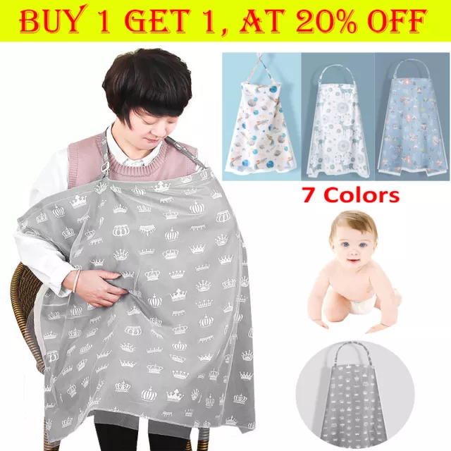 Baby Mum Breastfeeding Nursing Poncho Cover Up Cotton Blanket Shawl CZ