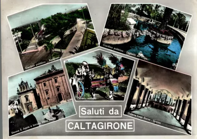 Caltagirone saluti vedutine formato grande viaggiata 1959 Catania