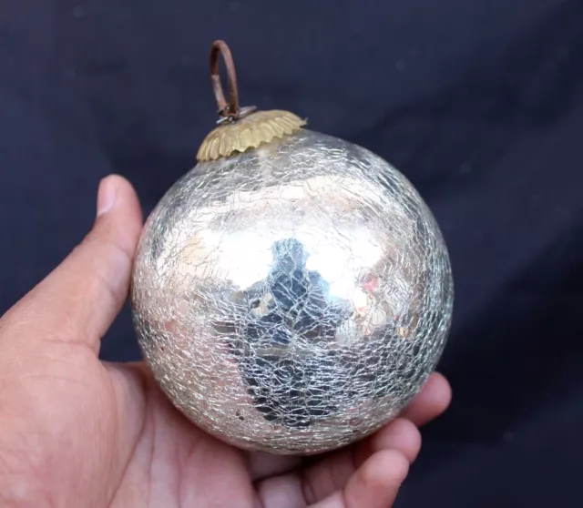 Estilo Vintage Gris Craquelado Vidrio Kugel Árbol de Navidad Ornamento Bola