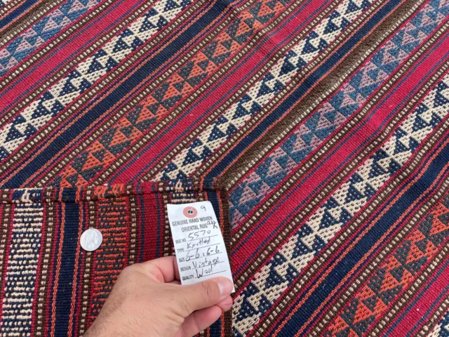 SQUARE VINTAGE RUG HANDMADE WOOL kilim flatweave oriental carpet 6x6 7x7 ft fine